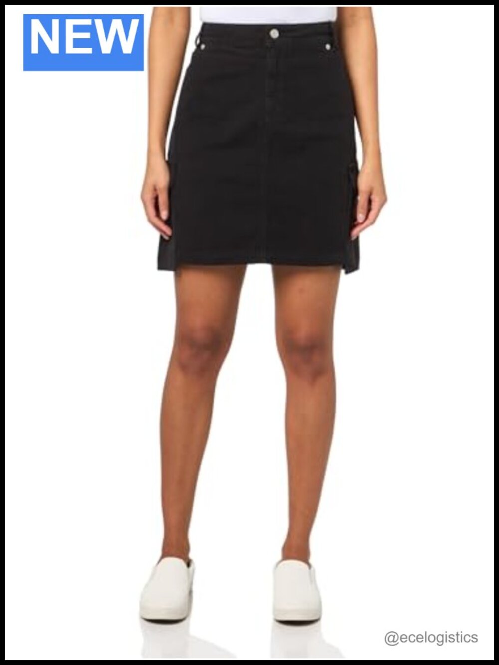 Women's Cotton Mini Cargo Skirt Mid Rise Zip Closure Pockets